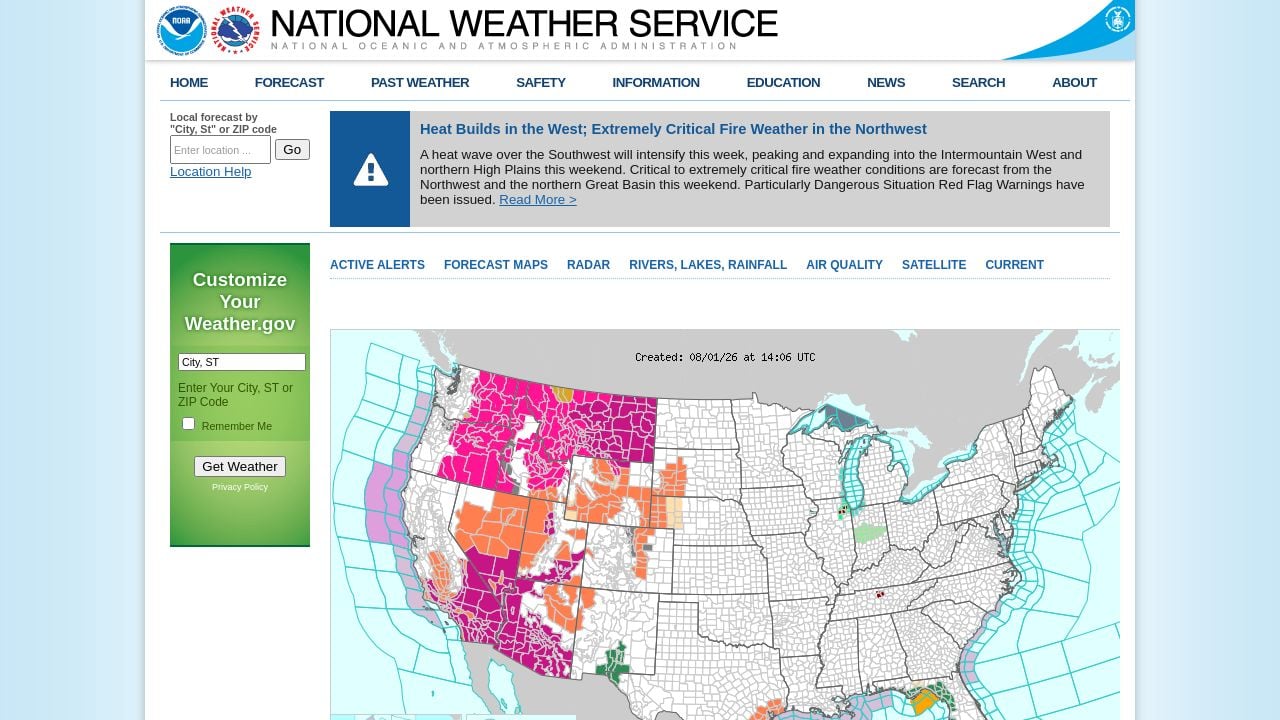 Screenshot of Weather.gov