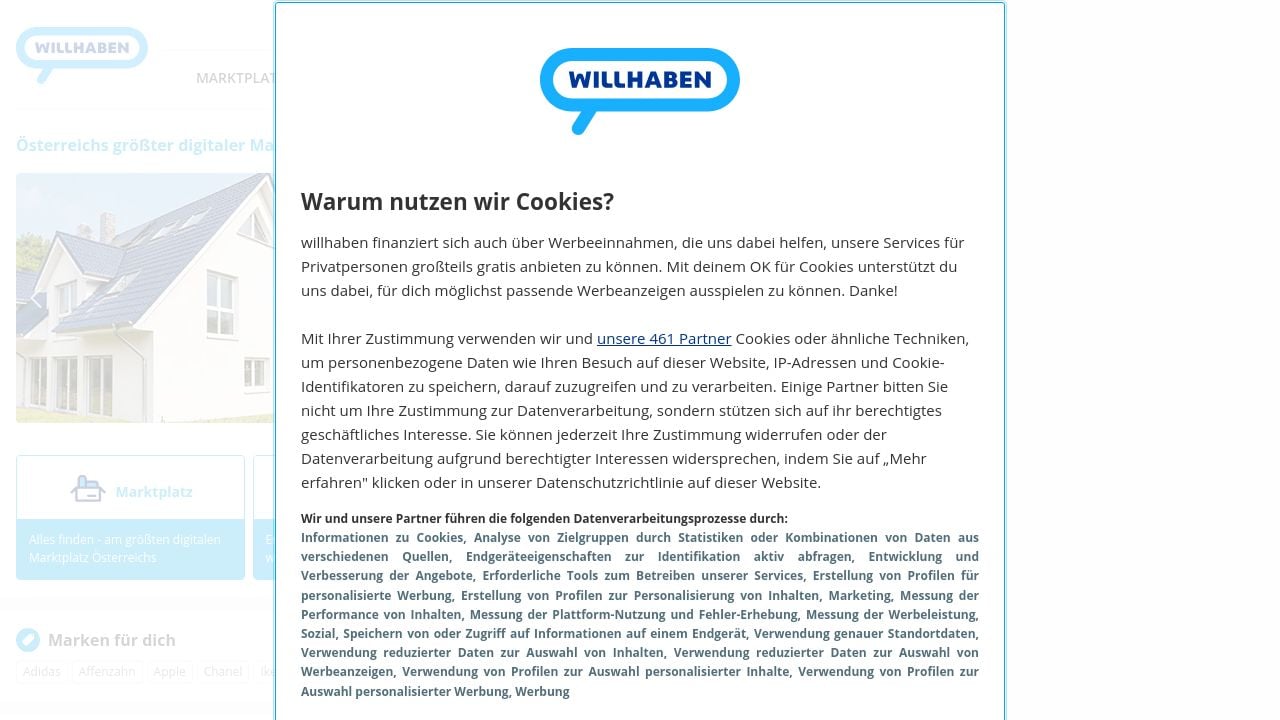 Screenshot of Willhaben.at
