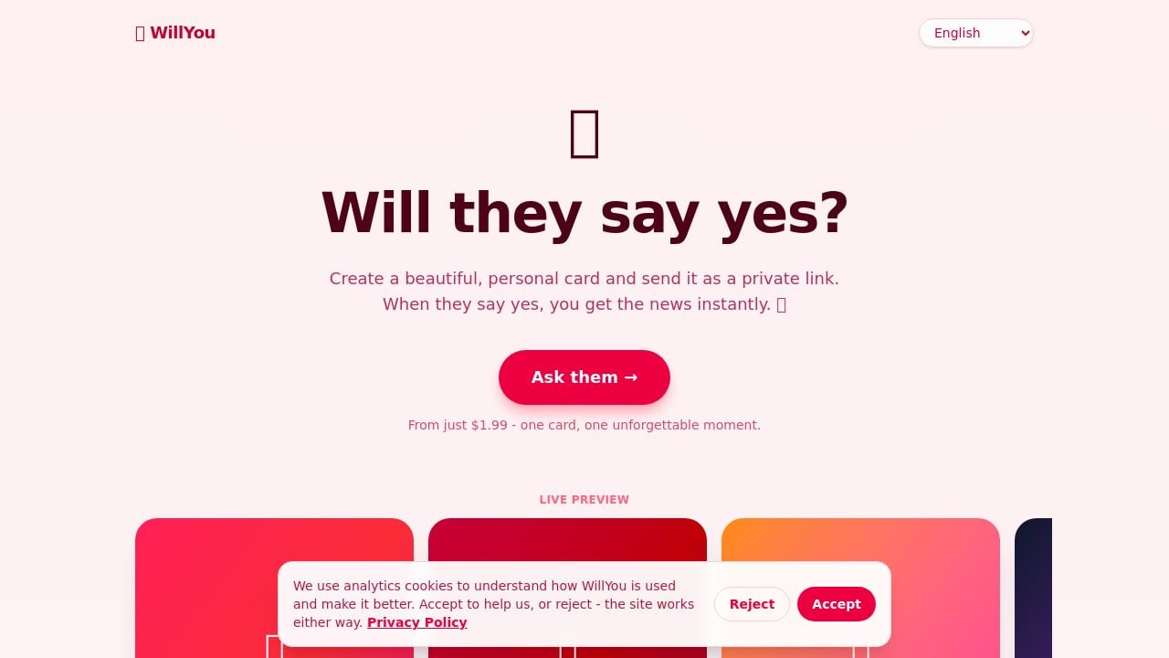 Screenshot of Willyou.store