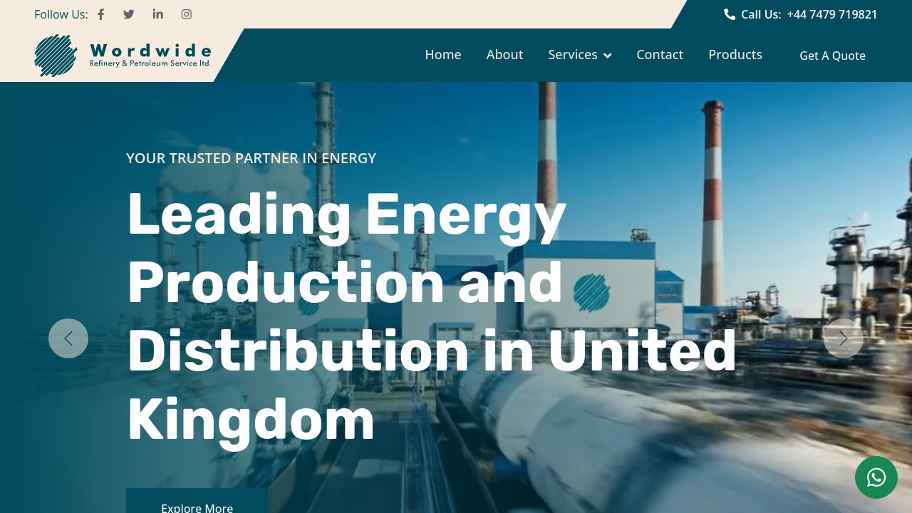 Screenshot of Worldwiderefineryandpetroleumservice.com