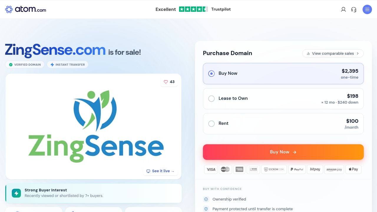 Screenshot of Zingsense.com